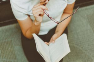 A young women reading a book