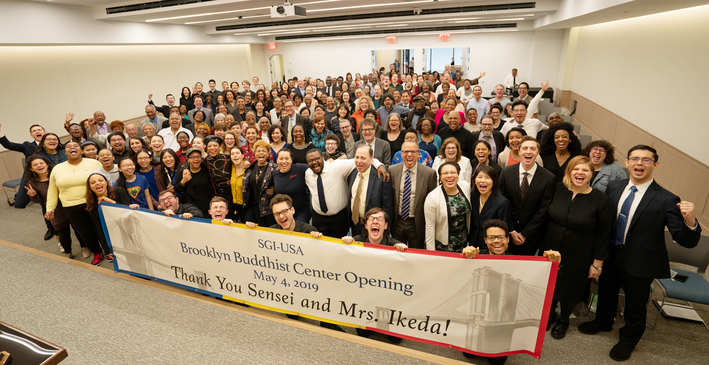 New York members celebrate the opening of the SGI-USA Brooklyn Buddhist Center, Boerum Hill, Brooklyn.