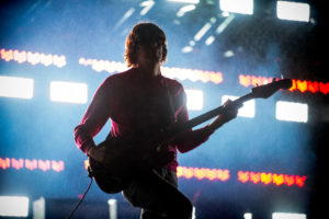 SAO PAULO, BRAZIL - MARCH 26: Nikolai Fraiture from The Strokes performs at Lollapalooza Brazil day 2 at Autodromo de Interlagos on March 26, 2017 in Sao Paulo, Brazil.