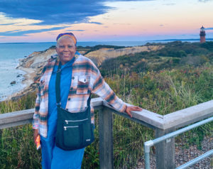 Anita Mandley at Aquinnah Cliffs in Martha’s Vineyard, Mass., October 2021.