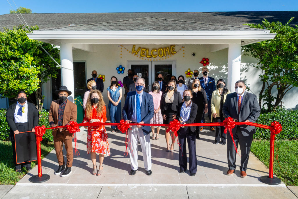 Members of Florida Everglades Region celebrate the grand opening of the new Florida Everglades Buddhist Center in Fort Lauderdale, Fla., Nov. 7, 2021.