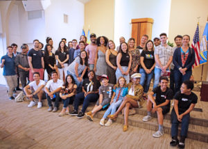 SGI-USA youth division members strengthen their bonds of friendship at a July Youth Discussion meeting, Santa Monica, Calif., July 2019.