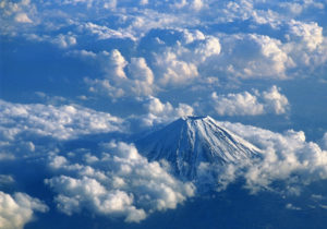 Japan, Yamanashi, Mount Fuji, aerial view
